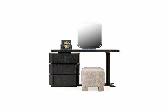 Frisiertisch Schminktisch Spiegel Konsolentisch Holz Schwarz Set 3tlg