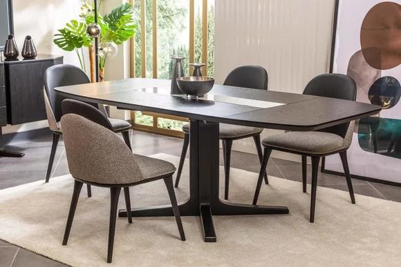 Designer Esszimmer Möbel Schwarzer Esstisch Luxuriöse Polsterstühle