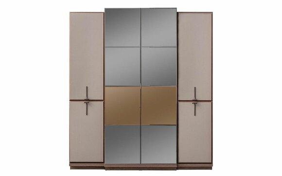 Beiger Schlafzimmerschrank Designer Holz Kleiderschrank Glasschrank Neu