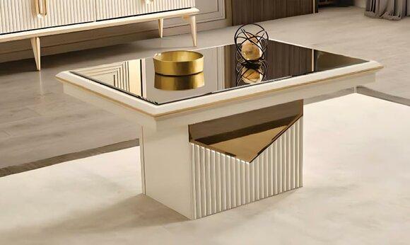 Luxus Couchtisch Kaffeetisch Sofatisch Beistelltisch Holz Beige Tisch