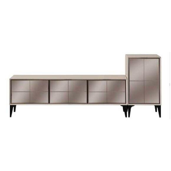 Sideboard TV Ständer RTV Lowboard Weiß Holz Tisch Möbel Wohnzimmer