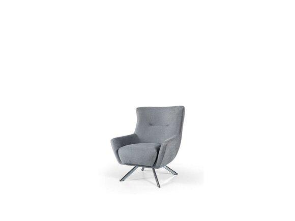 Stoffsessel Wohnzimmer Einsitzer Sessel Ohrensessel Grau Polster Sitz
