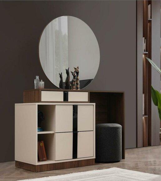 Schminktisch Kosmetiktisch Frisiertisch Frisierkommode Beige Spiegel
