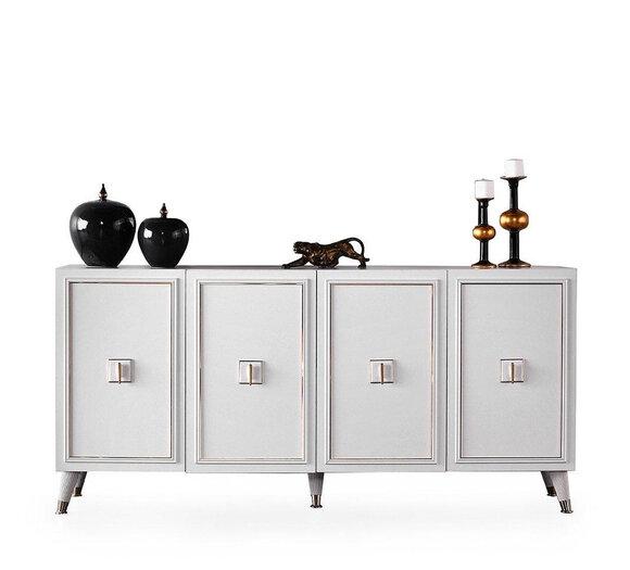 Anrichte Sideboard Schrank Holzschrank Weiß Holz Kommode Luxus