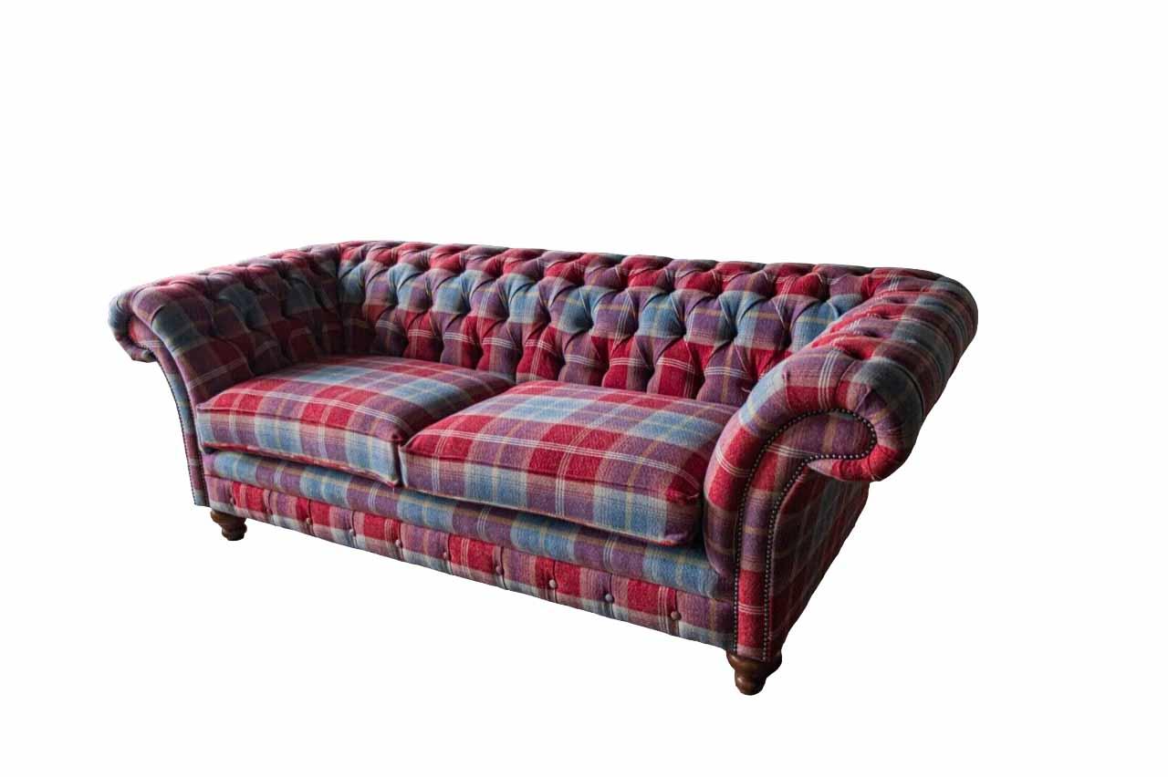 Chesterfield 3 Sitzer Designer Sofa Luxus Polster Couch Stoff Textil