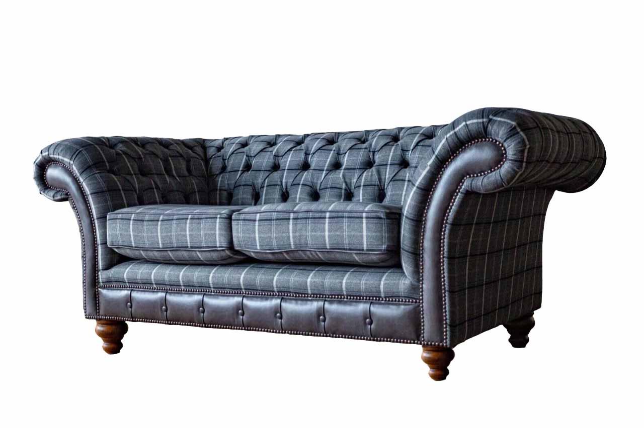 Design Chesterfield Textil Luxus 2-Sitzer Stoff Couch Polster Sofa