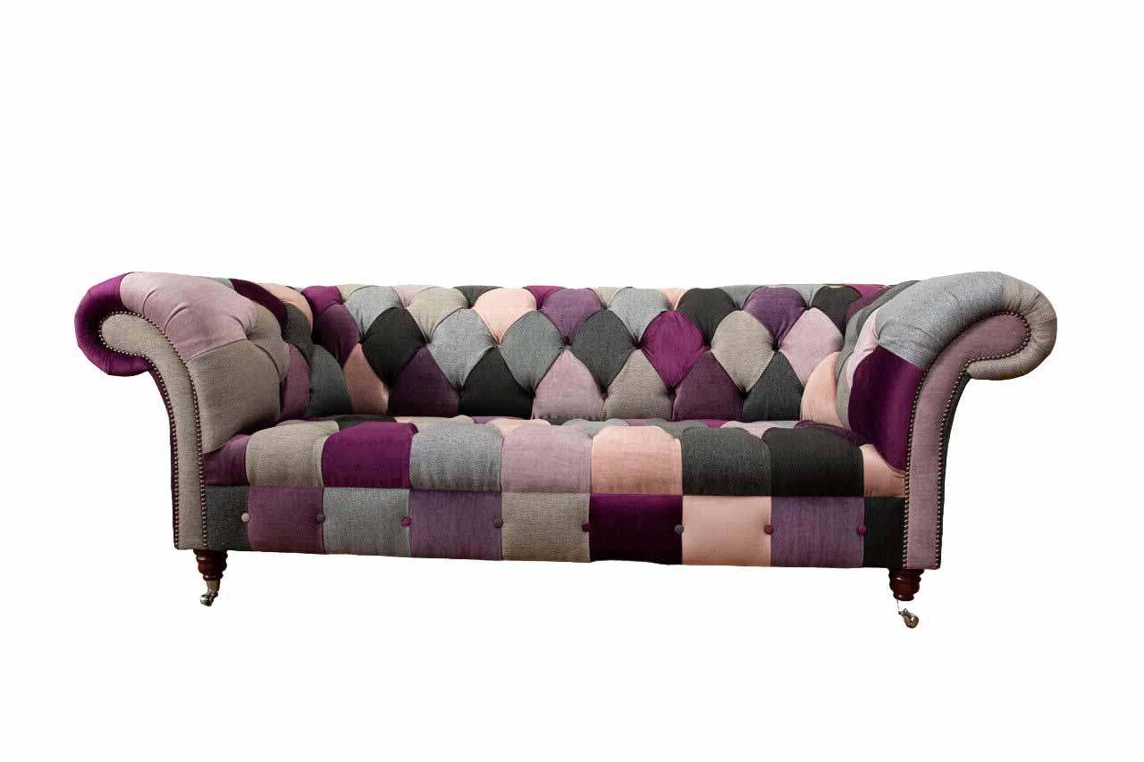 Chesterfield Textil Sofa Polster Sitz Couch 3 Sitzer Stoff Couchen