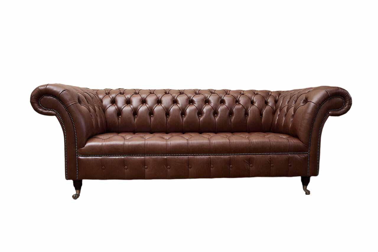 Chesterfield Sofa Dreisitzer Vintage Couches big xxl Braun Leder