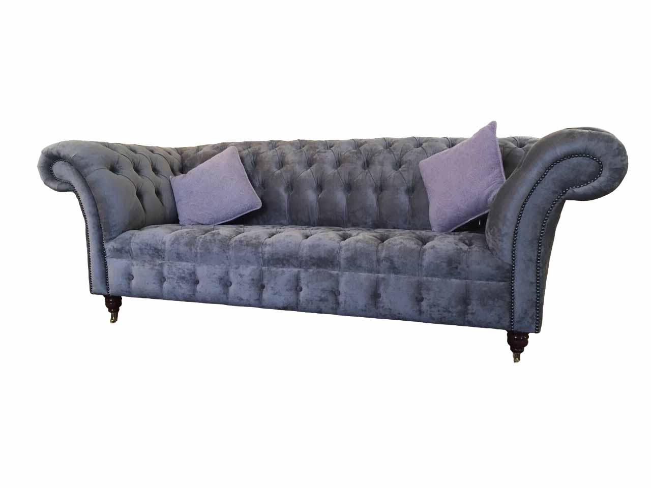 Sofa 3 Sitz Chesterfield Sitz Textil Stoff Couchen Sofa Polster