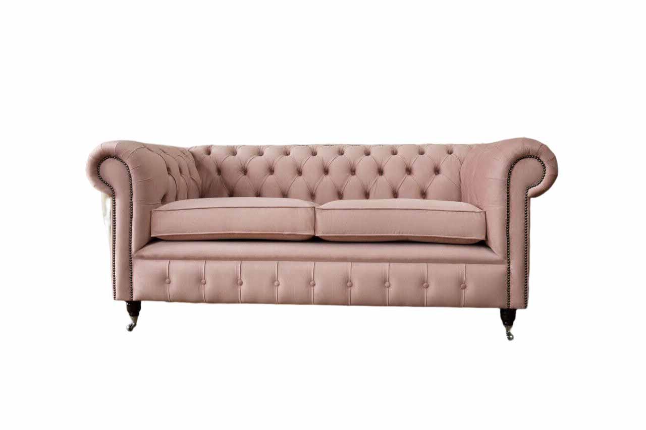 Luxus 2 Sitzer Couch Polster Sofa Textil Stoff Chesterfield Couchen