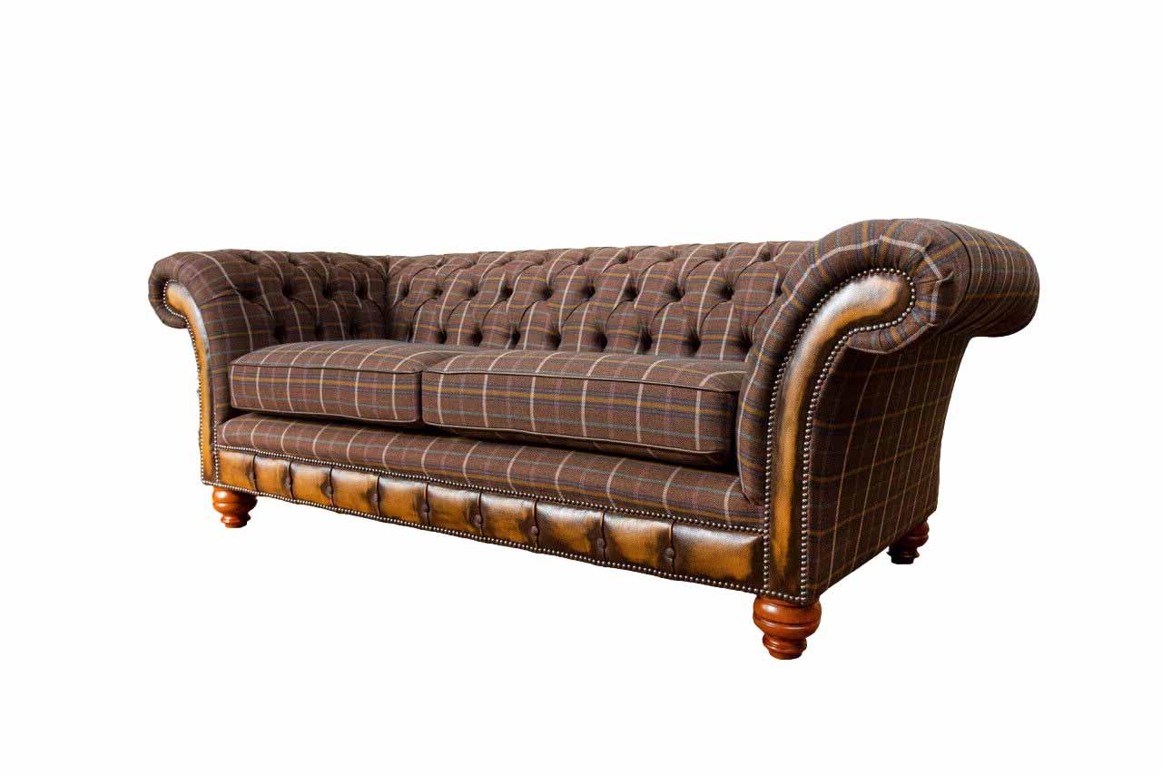 Chesterfield 3 Sitzer Couch Polster Textil Couchen Wohnzimmer Sofa