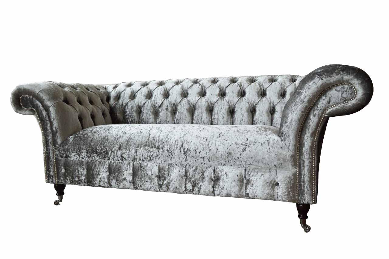 Chesterfield Design Sofa Couch 2 Sitzer Polster Grau Sofas Couchen