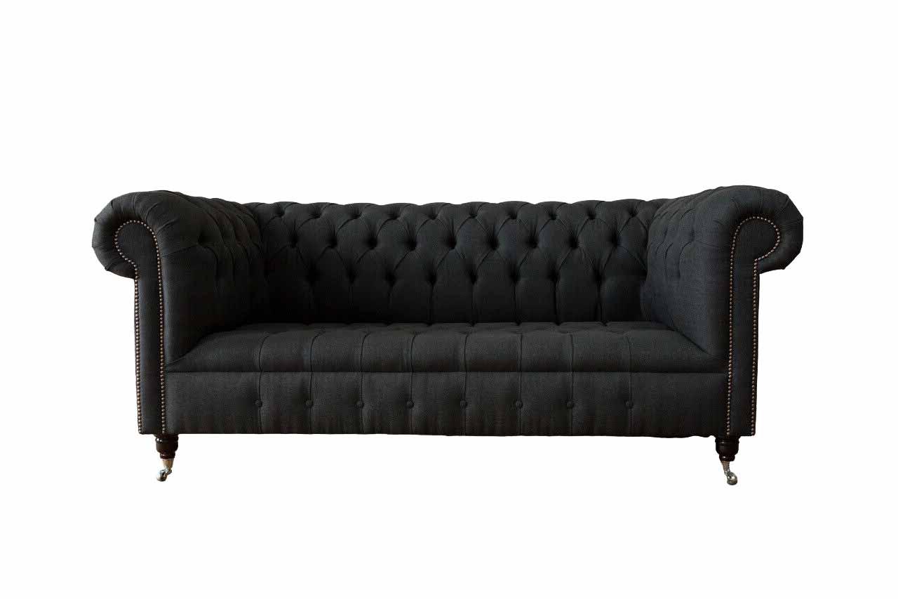 Chesterfield 3 Sitzer Couch Polster Sitz Textil Stoff Couchen Sofa