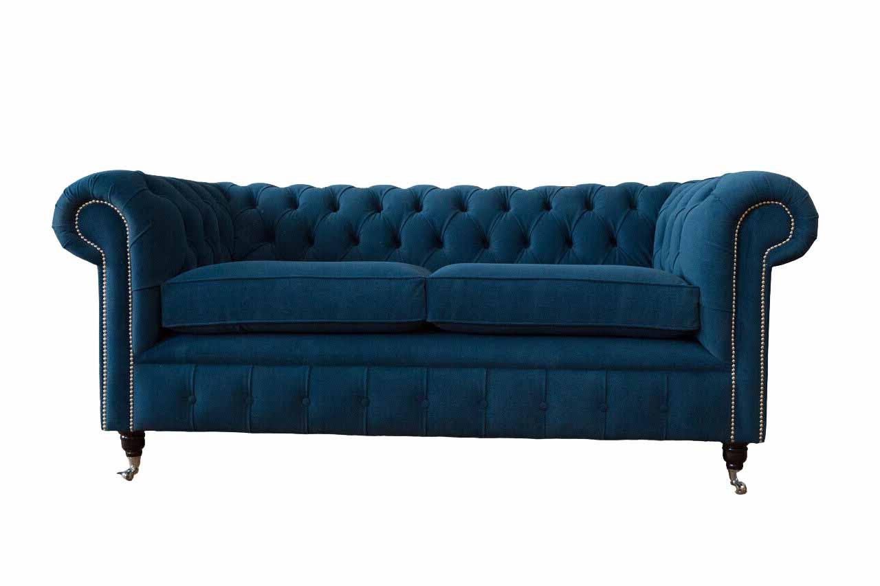 Sofa 3 Sitzer Couch Chesterfield Polster Sitz Stoff Textil Design