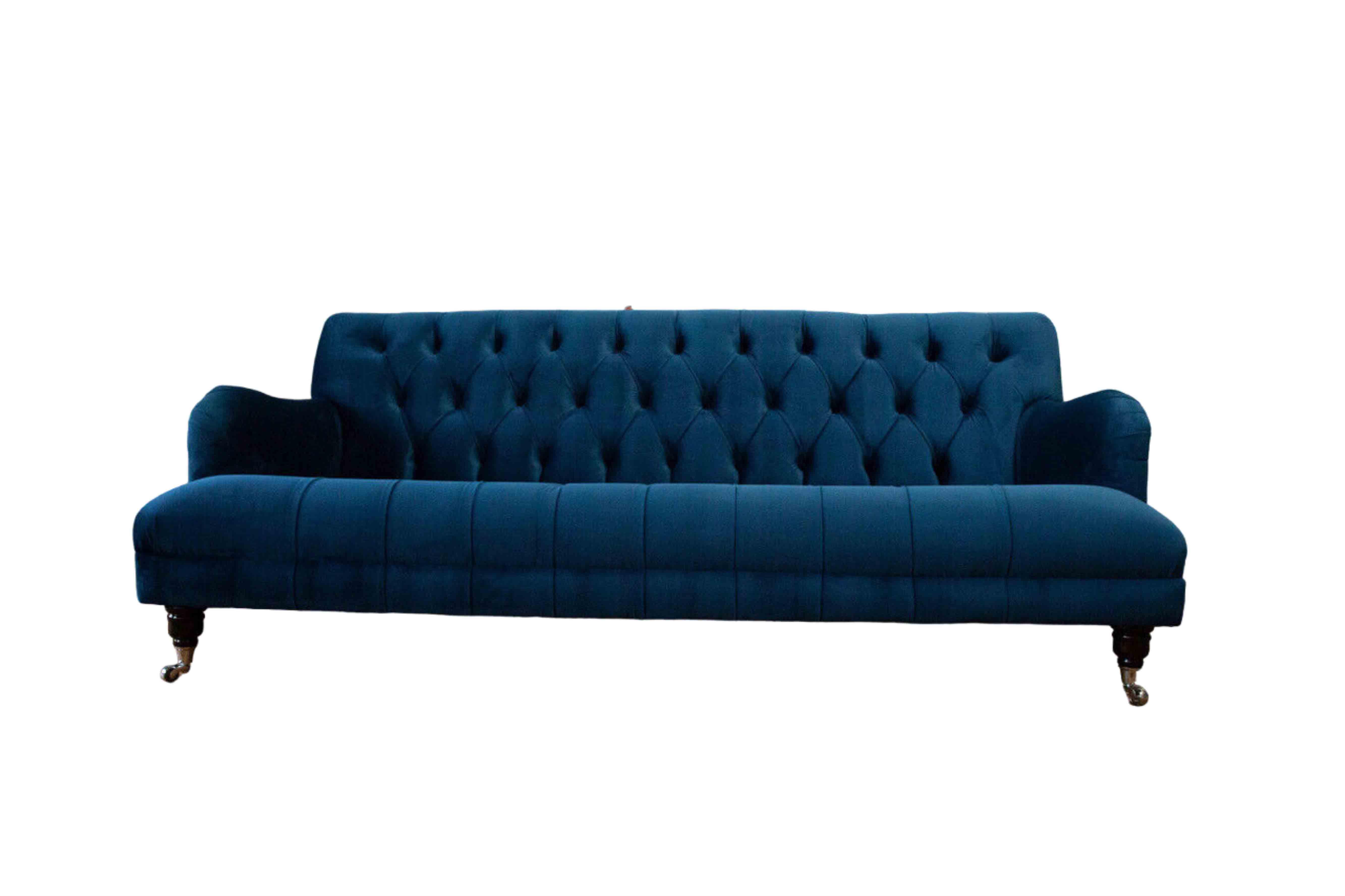 Chesterfield Design Luxus Polster Sofa Couch Sitz Garnitur Textil Blau