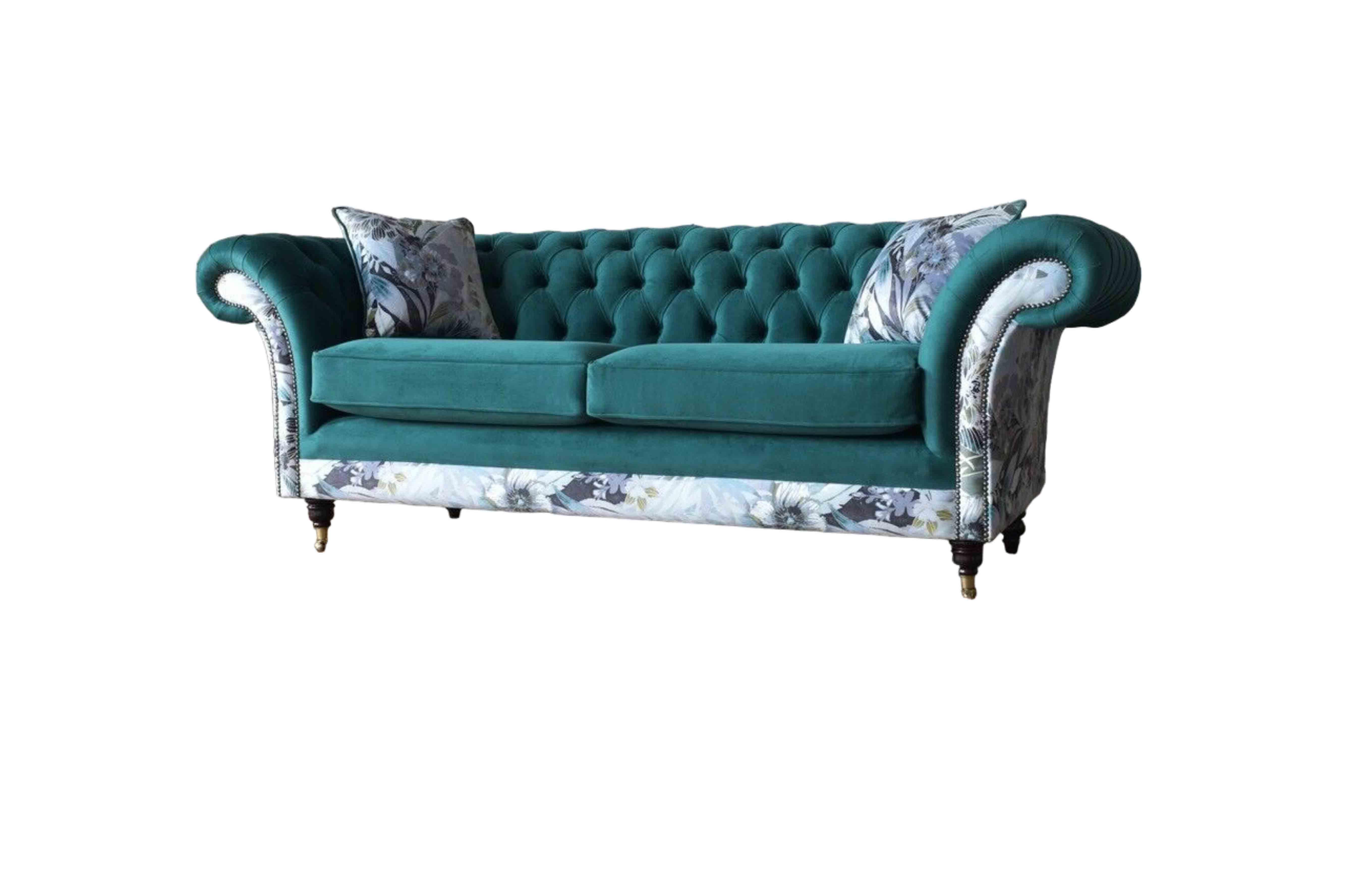 Turkis Design Sofa 3 Sessel Chesterfield Couch Polster Luxus Klassische Textil