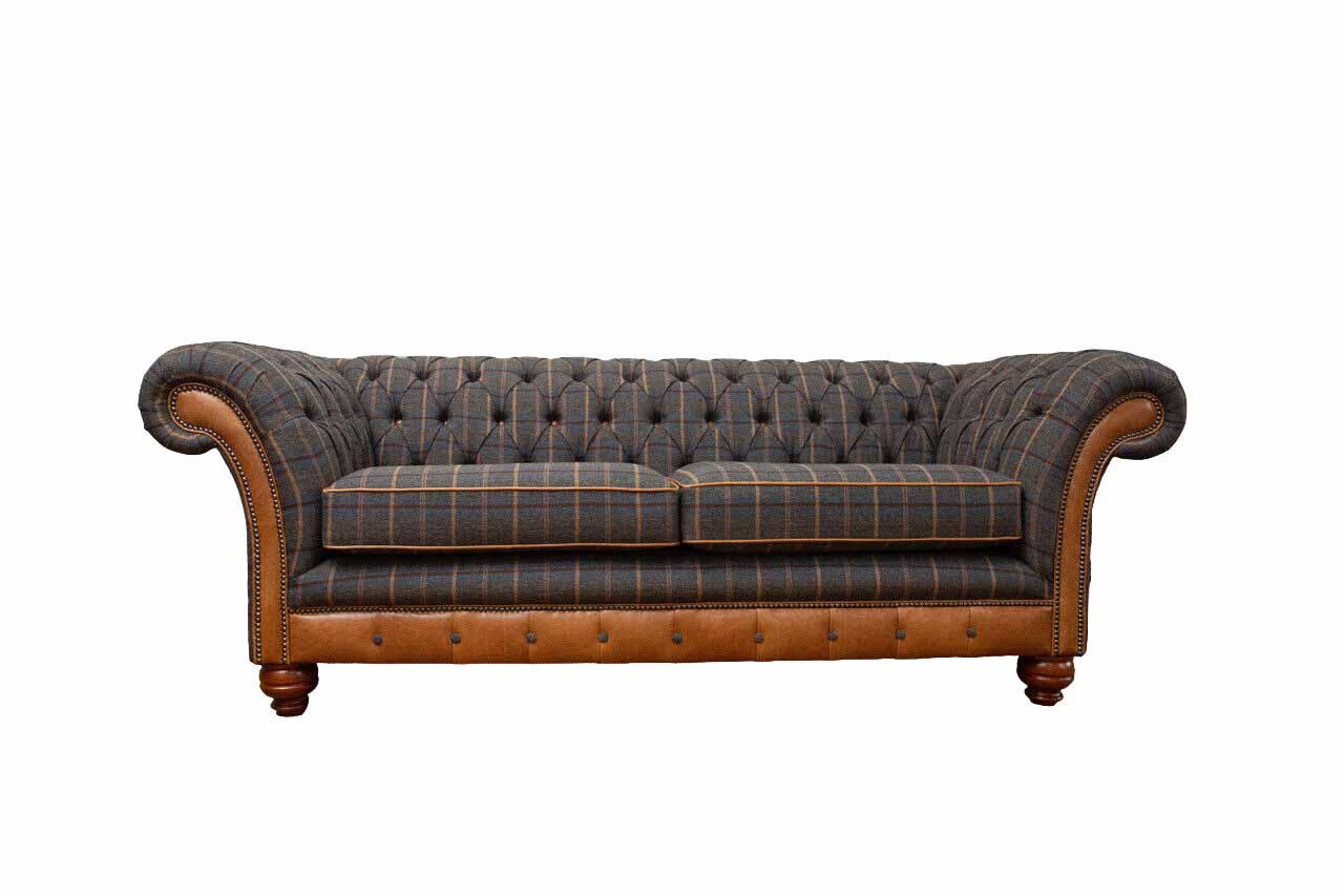 Sofa 3 Sitzer Designer Sofa Couch Polster Braun Couchen Stoff Textil
