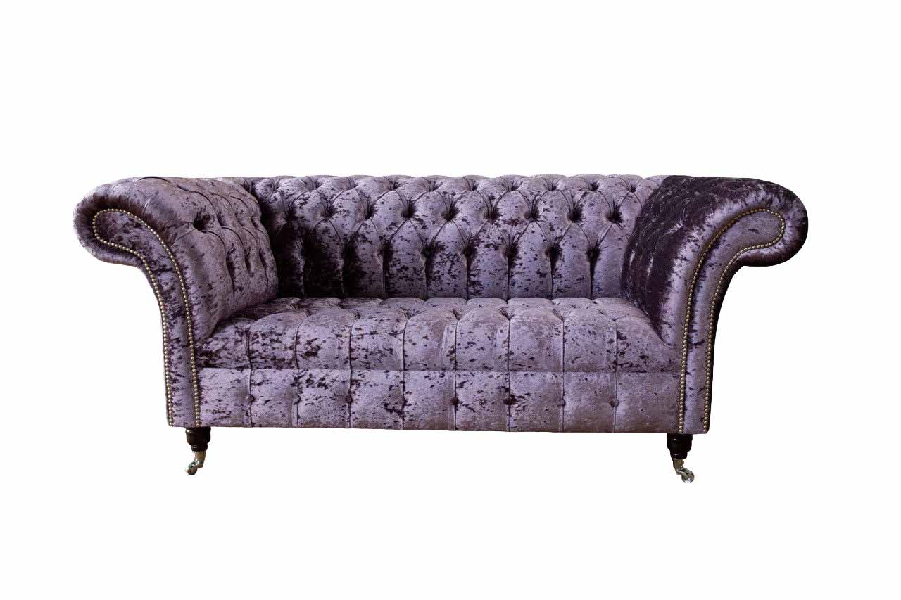 Sofa 2 Sitzer Sofas Stoff Dreisitzer Polster Luxus Chesterfield Lila