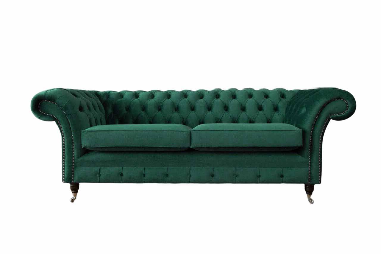 Chesterfield 3 Sitzer Polster Couch Sofa Textil Modern Stil Stoff