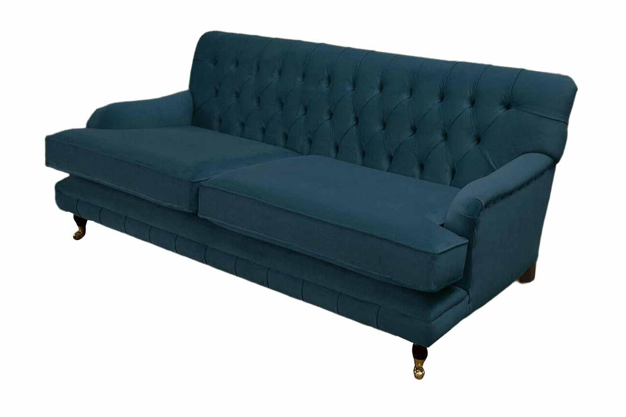 Chesterfield Design Luxus Polster Sofa 3 Sitzer Blau Couch Textil
