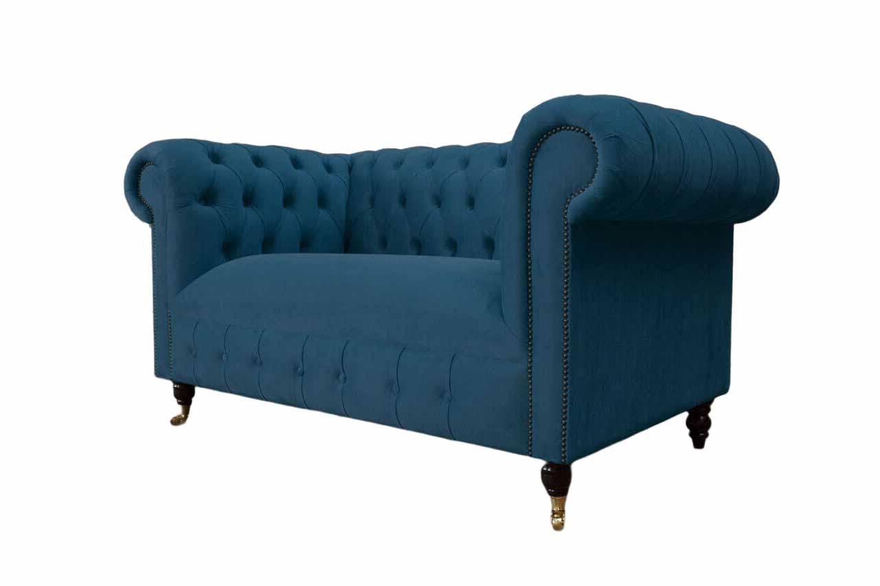 Chesterfield Design Luxus Polster Sofa 2 Sitzer Couch Sitz Textil
