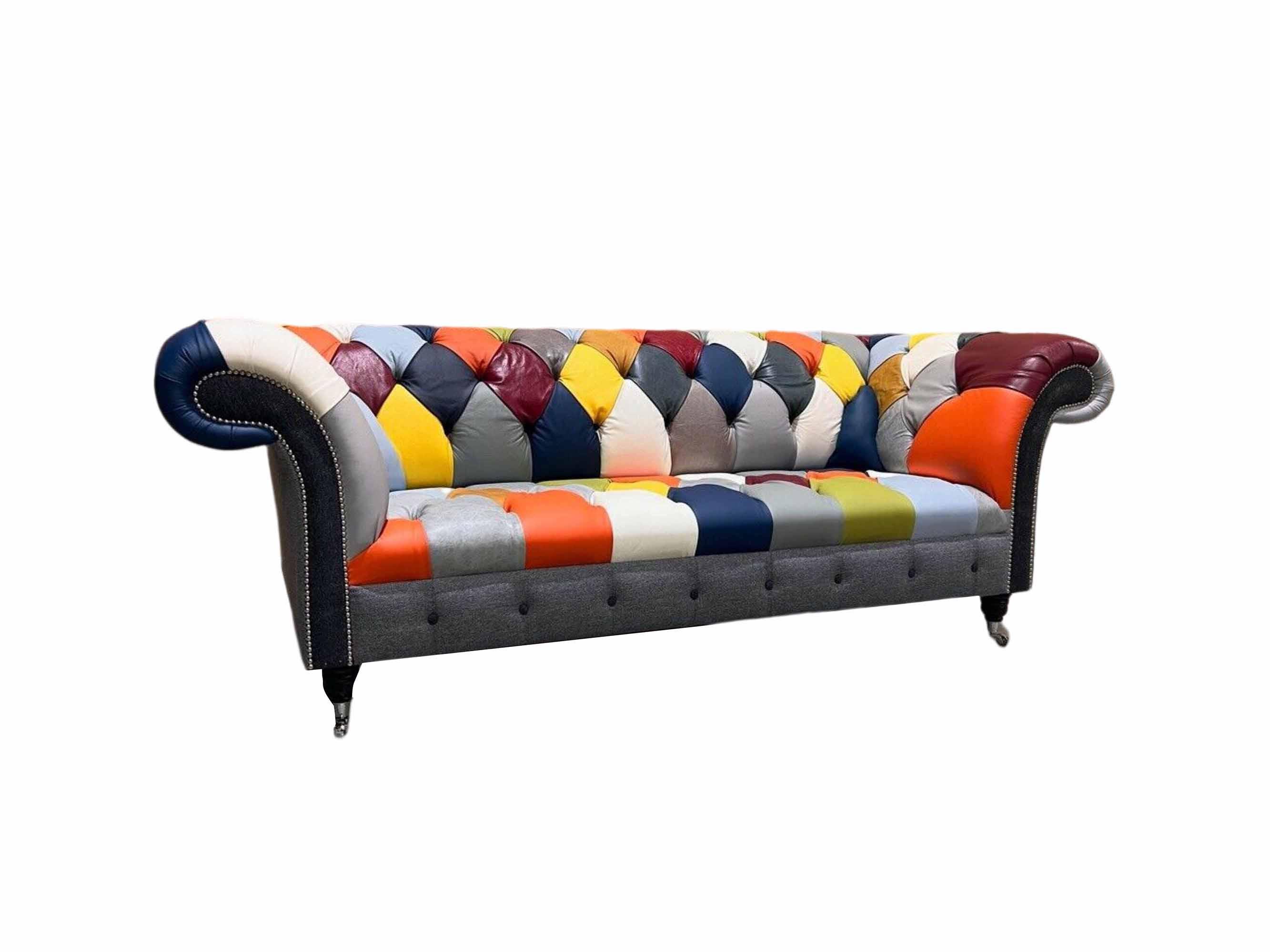 Chesterfield 3 Sitzer Stoff Design Couch Polster Modern Sofa