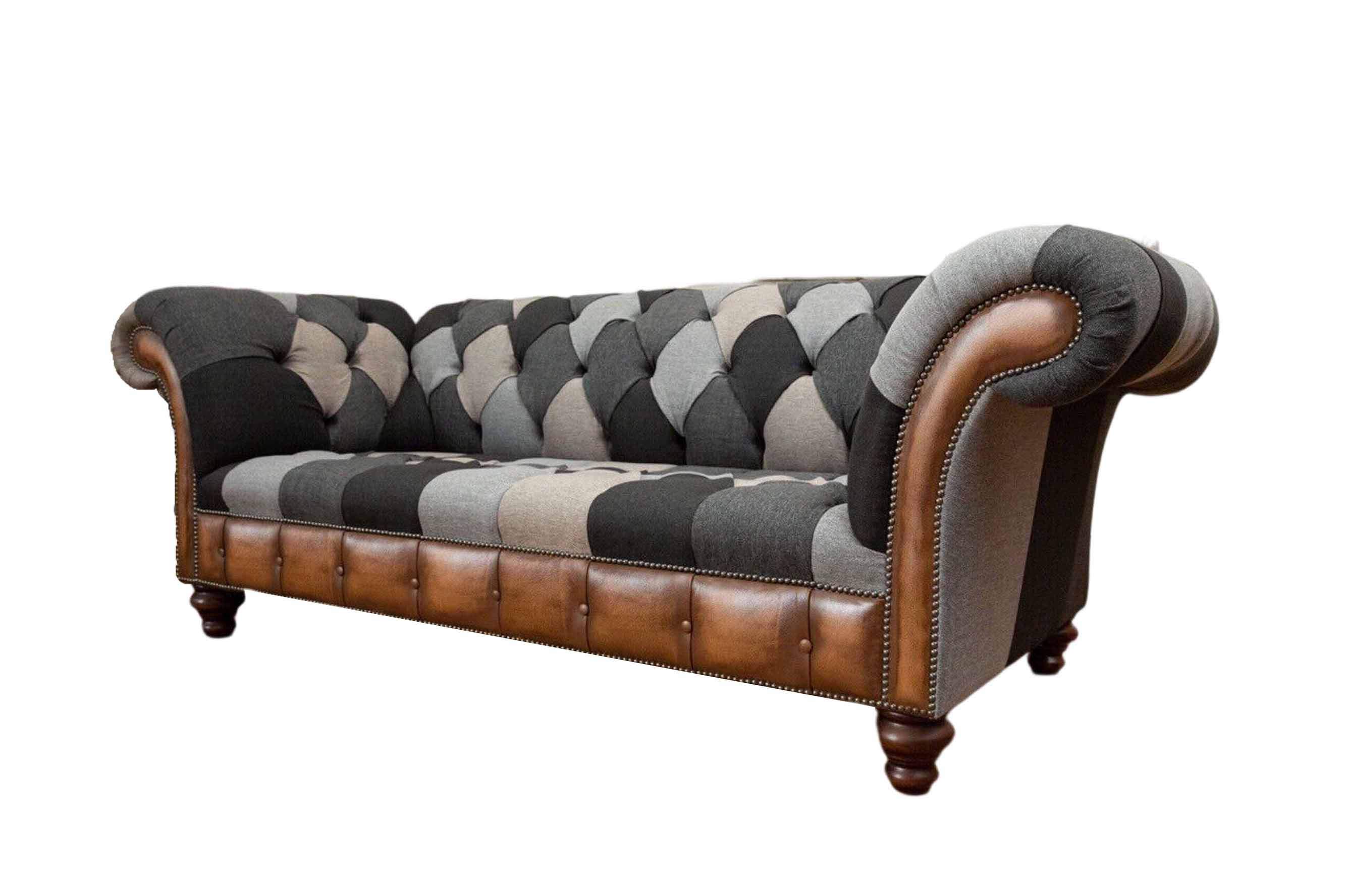 Chesterfield 3 Sitzer Couch Polster Textil Couchen Wohnzimmer Sofa