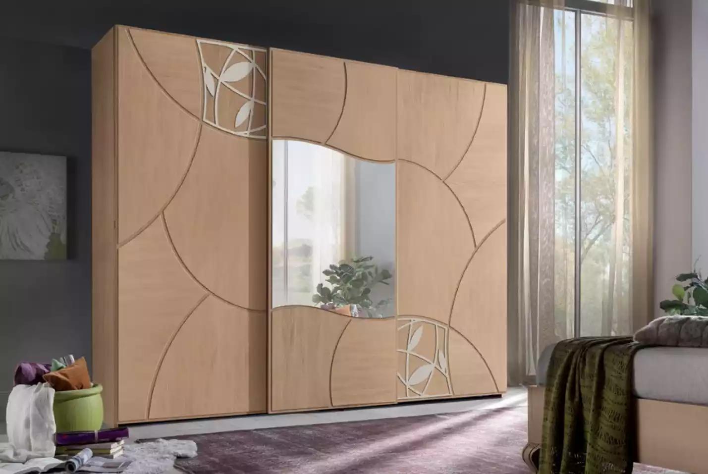 Kleiderschrank Schiebetüren Schlafzimmer Schrank Wand Holz Spiegel Neu