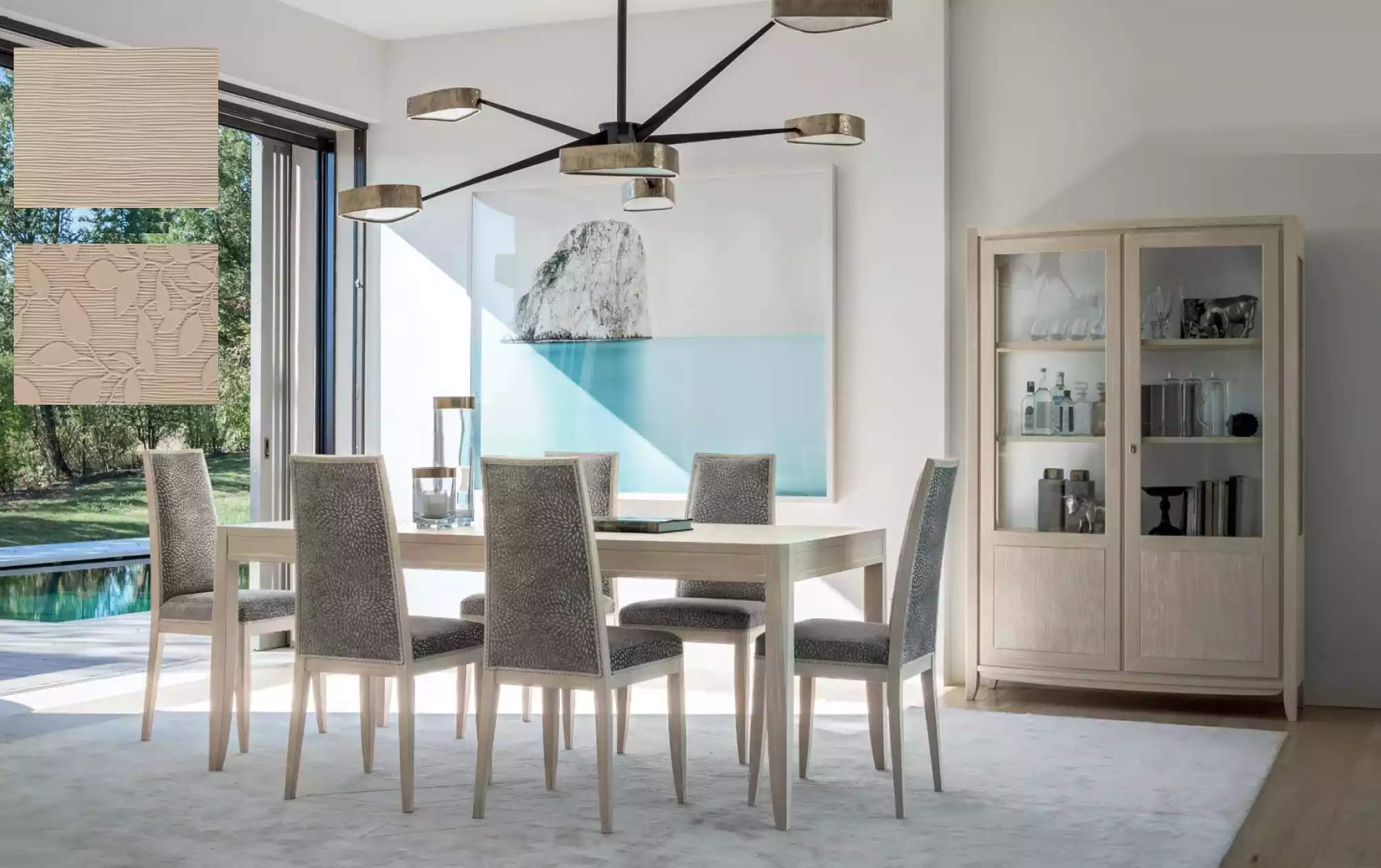 Esstisch 6x Stuhl Vitrine Esszimmer Set Gruppe 8tlg Design Möbel Tisch