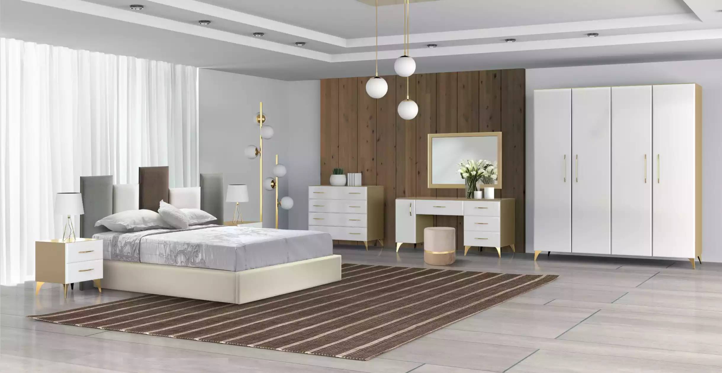 Schlafzimmer Set Bett 2x Nachttisch Kommode 7tlg Design Luxus