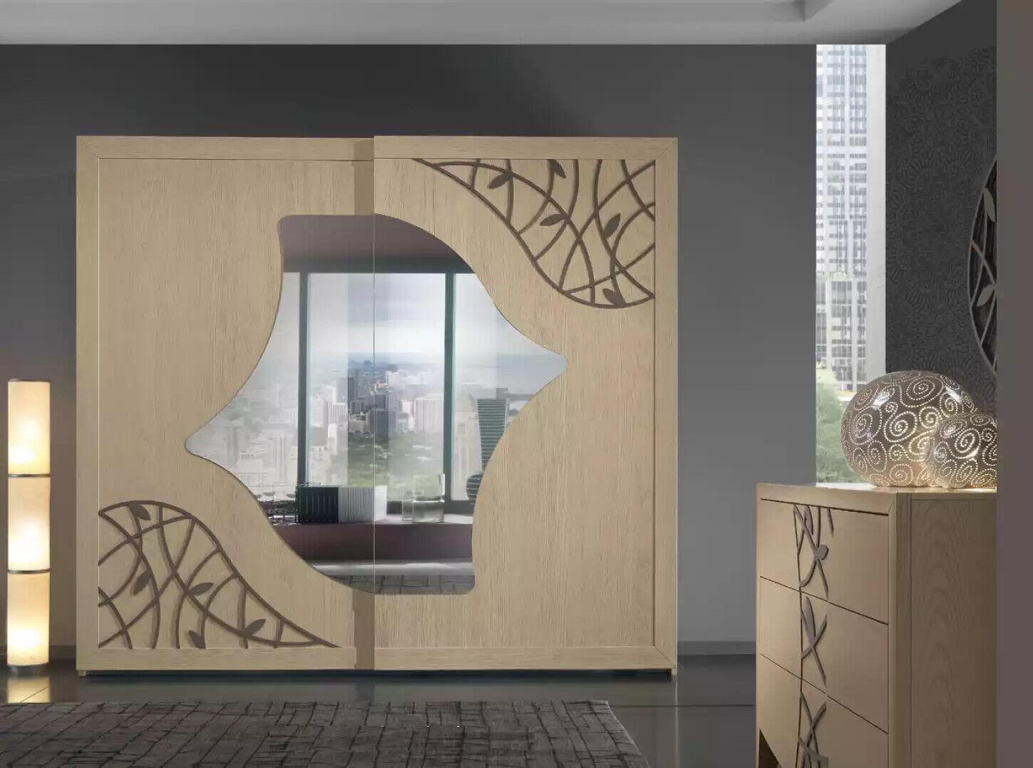 Schrank Kleiderschrank Holz Schränke Beige Möbel Kleiderschränke 272cm