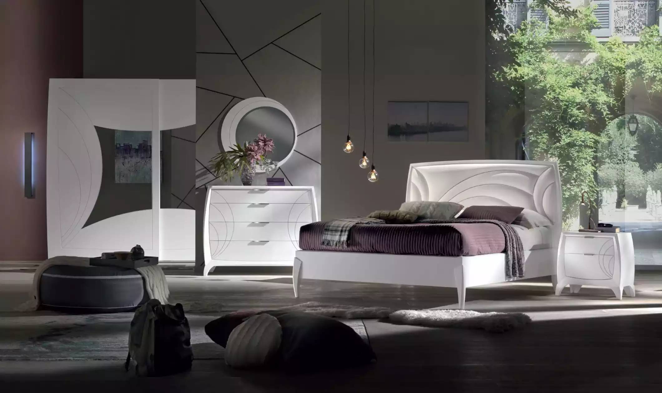 Schlafzimmer Set Bett 2x Nachttisch Kleiderschrank 6tlg Design Luxus