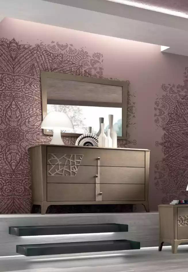 Kommode Spiegel Neu Luxus Komplettes Schlafzimmer Set Sideboard beige 2tlg