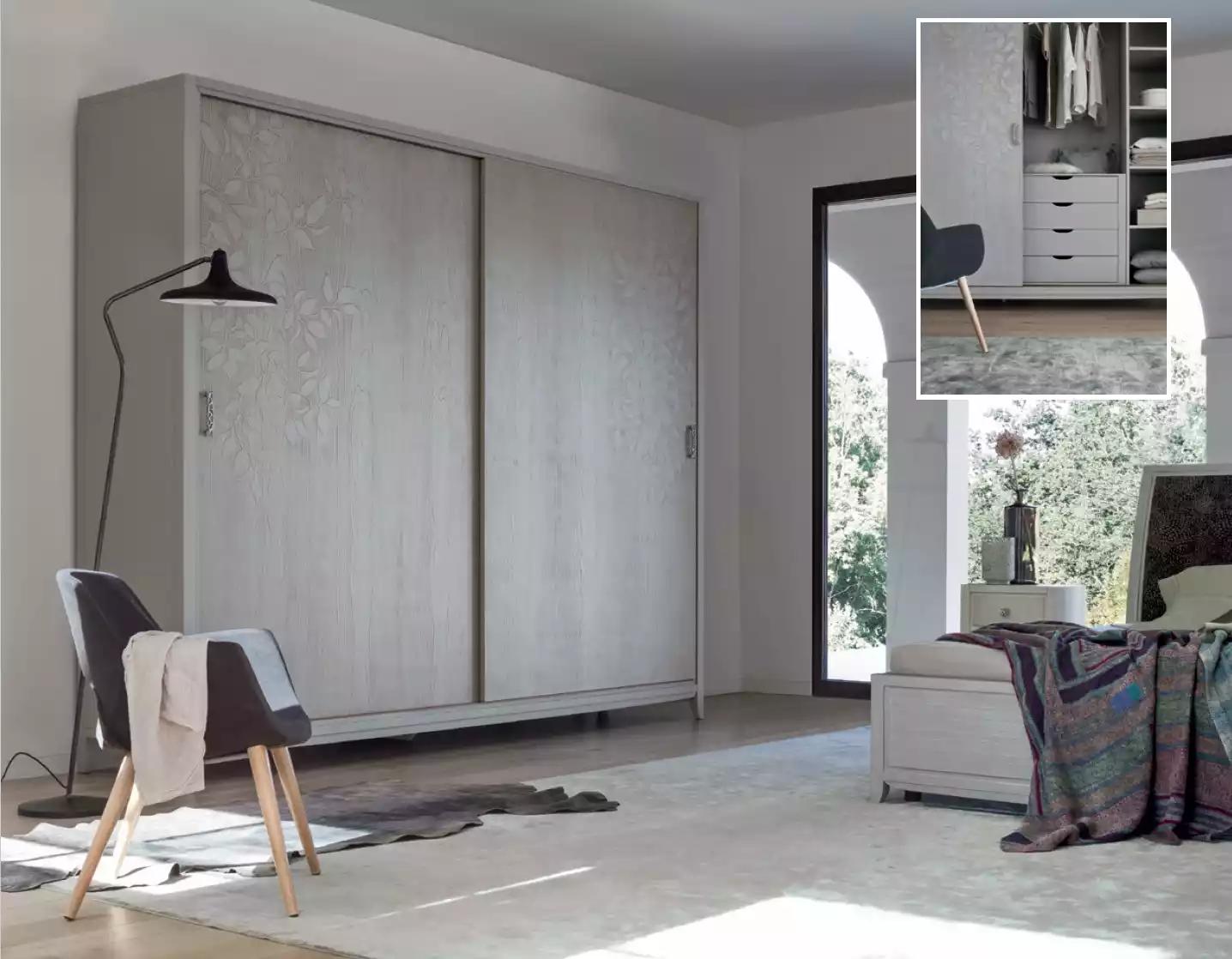Schlafzimmer Kleiderschrank Material Holz Schrank grau Modern