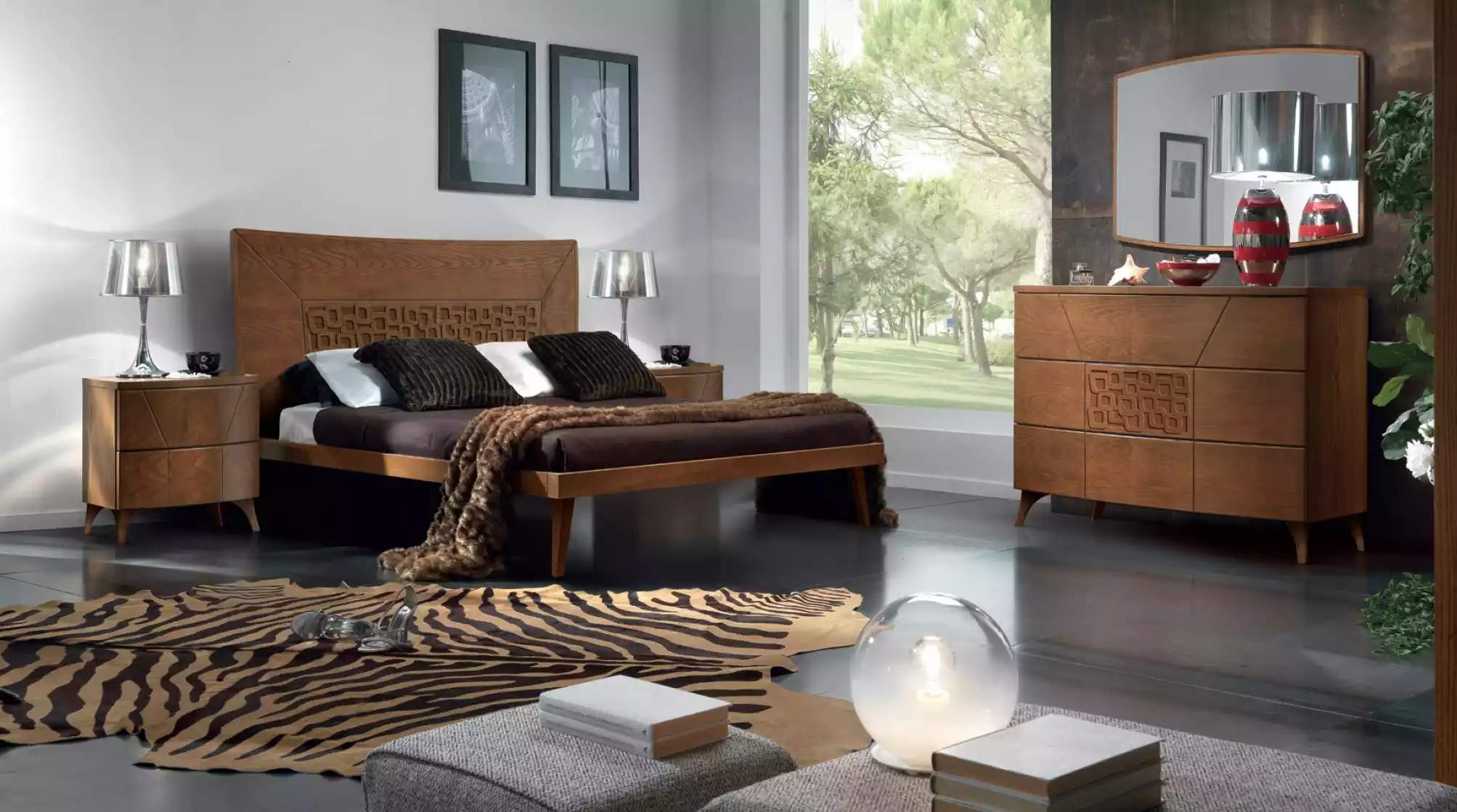 Schlafzimmer Set Bett 2x Nachttische Kommode Design Luxus 5tlg.
