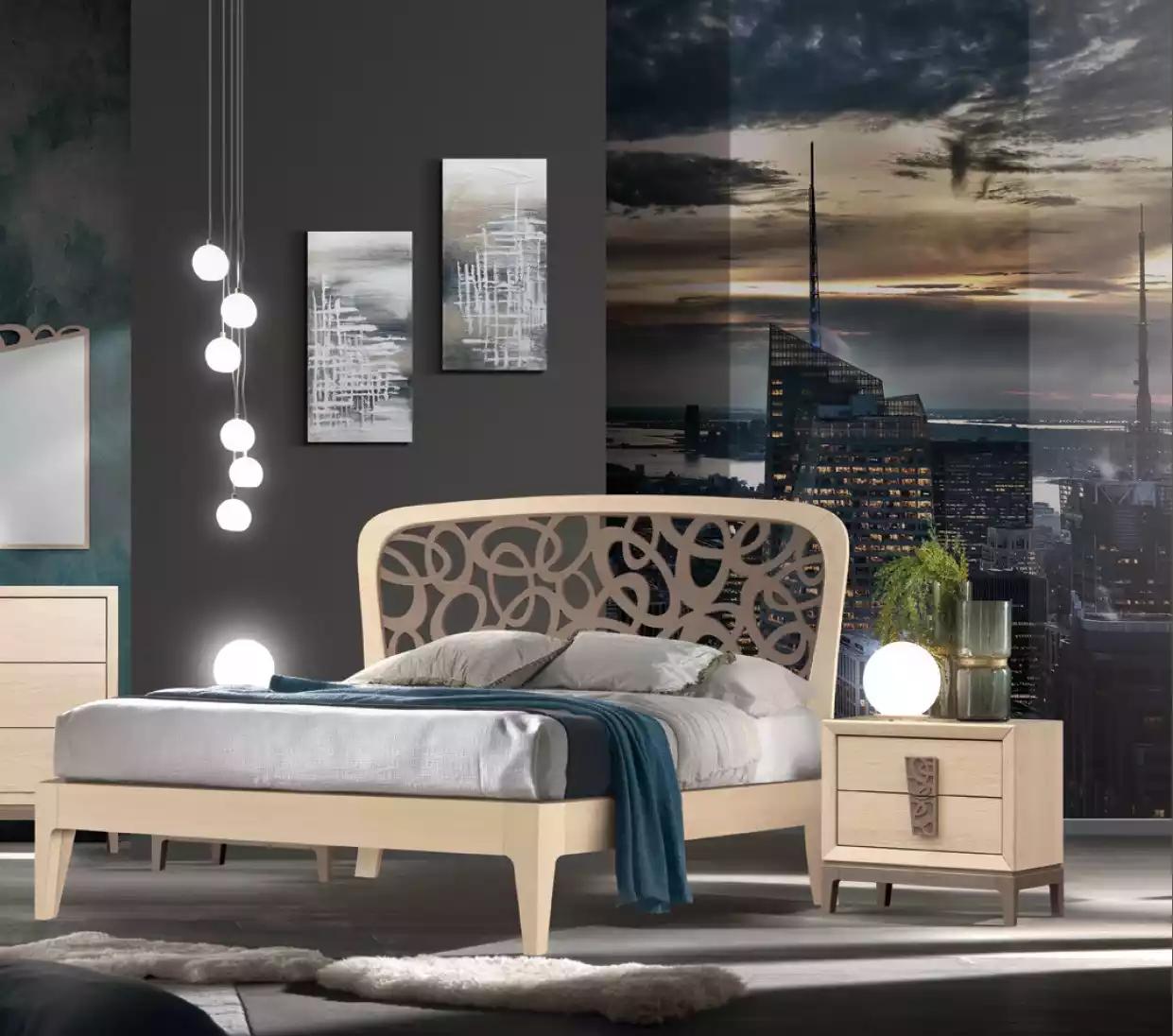 Schlafzimmer Set Bett 2x Nachttische Design Möbel 3tlg Modern Holz