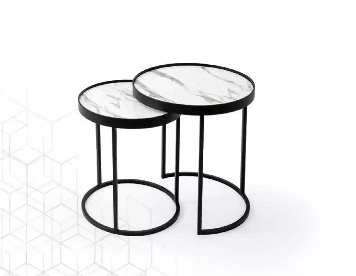 Beistelltische 2x Wohnzimmer Couchtisch Kaffetisch Satztisch Edelstahl