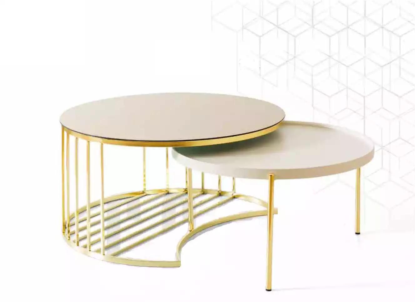 Modern 2х Couchtische Edelstahl Kaffeetisch Wohnzimmertisch gold