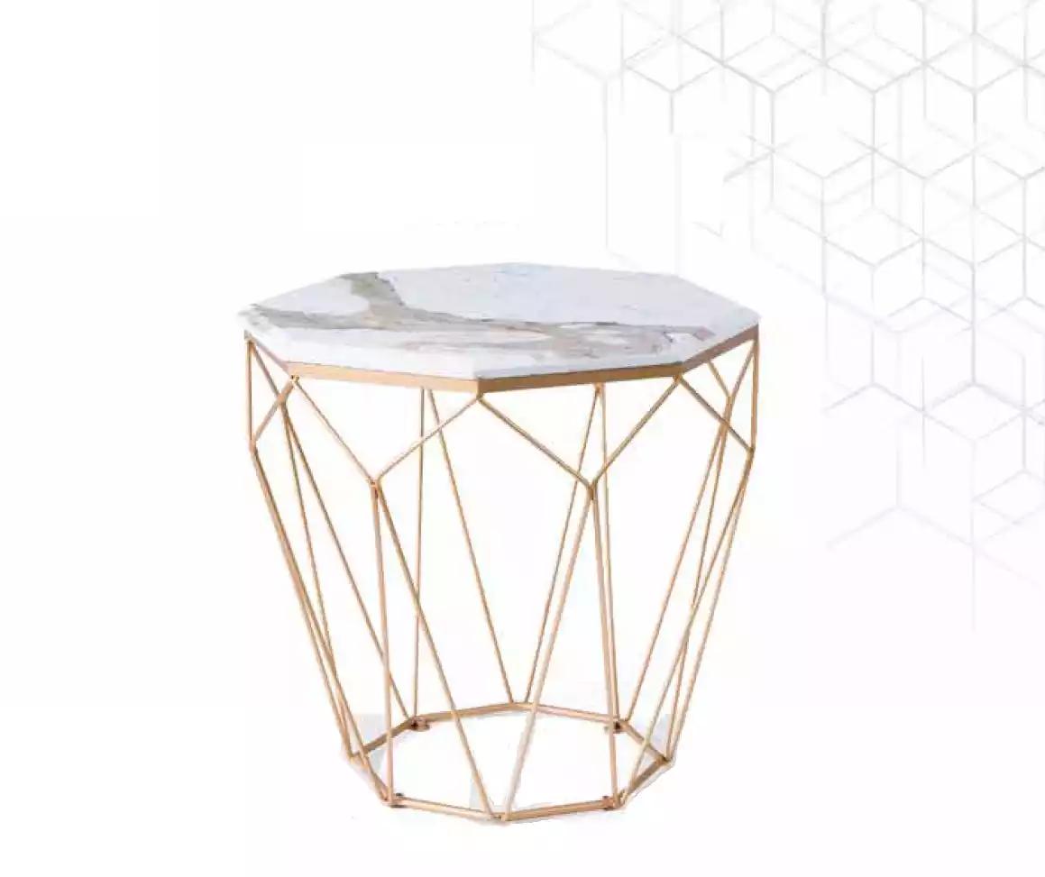 Beistelltisch Wohnzimmer Möbel Material Metall weiß Design Modern Tisch