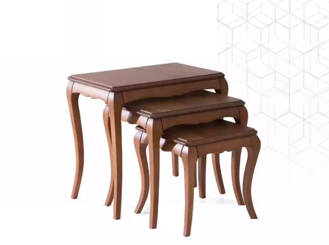 Beistelltisch 3х braun Wohnzimmer Möbel Material Edelstahl Design