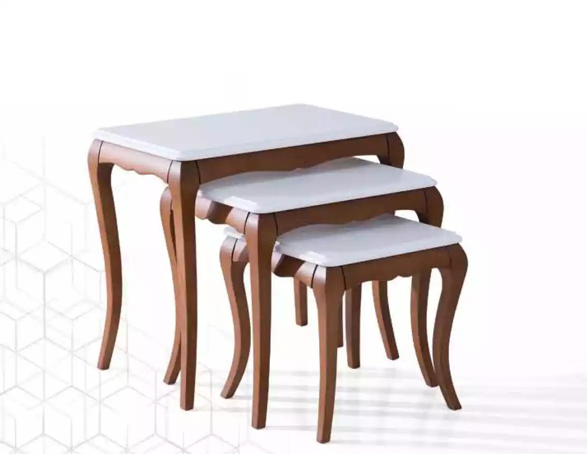 Beistelltisch 3х Wohnzimmer Möbel Material Holz weiß Design Modern