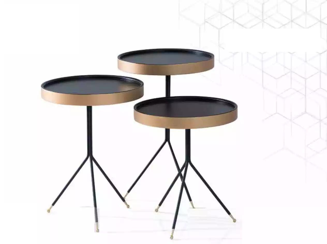 Beistelltisch 3х rund Dekotisch Lampentisch Sofatisch Tisch schwarz