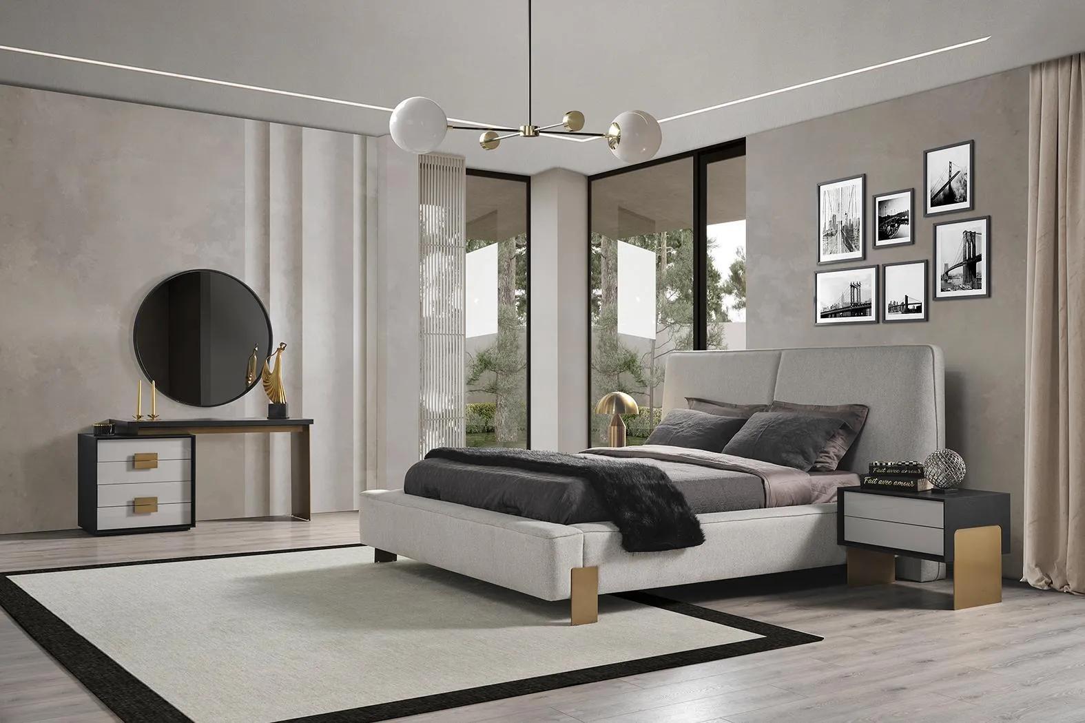 Schlafzimmer Set Bett 2x Nachttische Schminktisch Luxus 5tlg