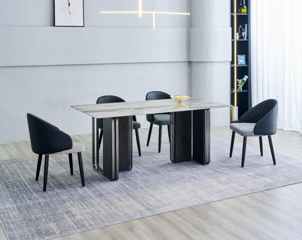 Edle Esszimmer Möbel Designer Esszimmer Tisch 6x Kunstleder Stühle 7tlg