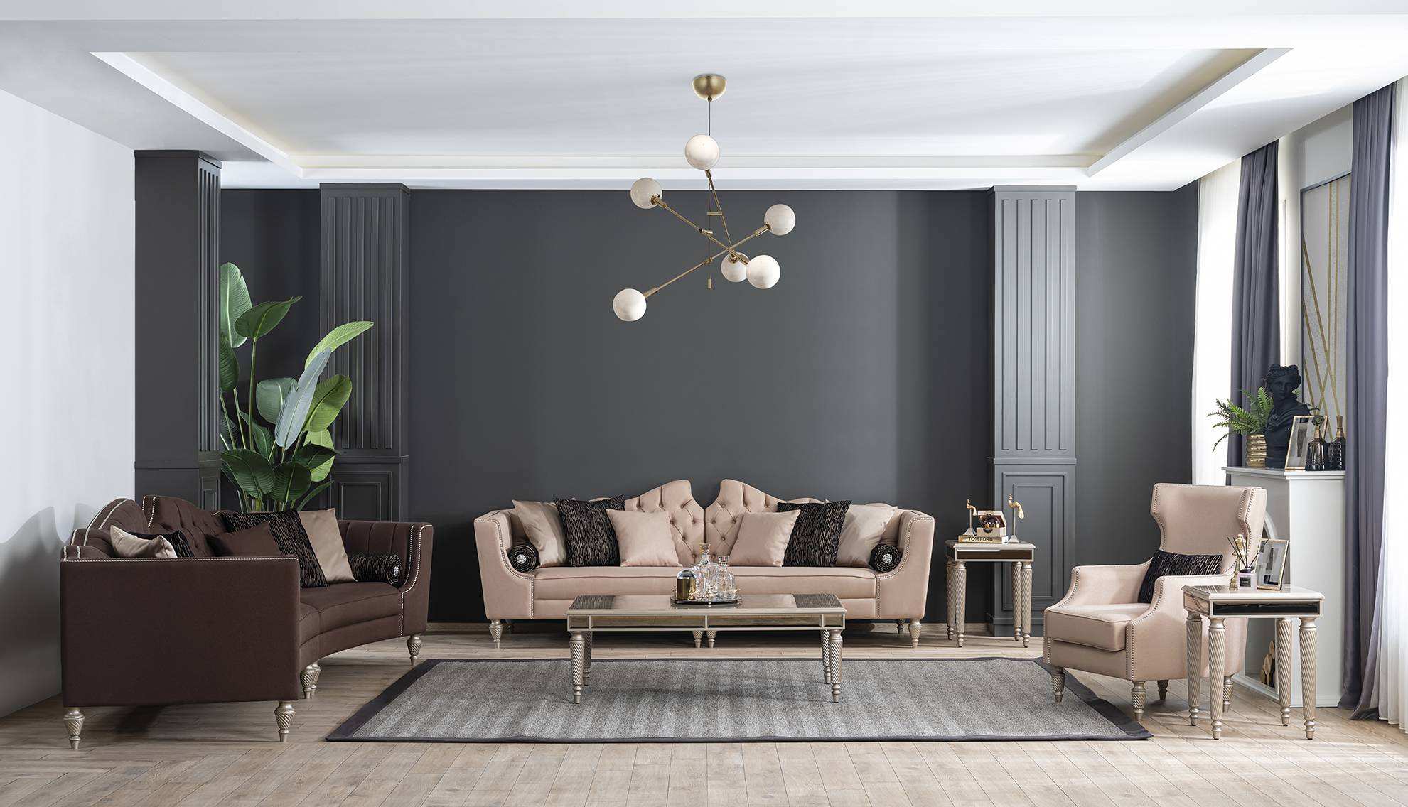 Wohnzimmer Sofagarnitur 541Sitzer Couchtisch 2х Beistelltisch Luxus
