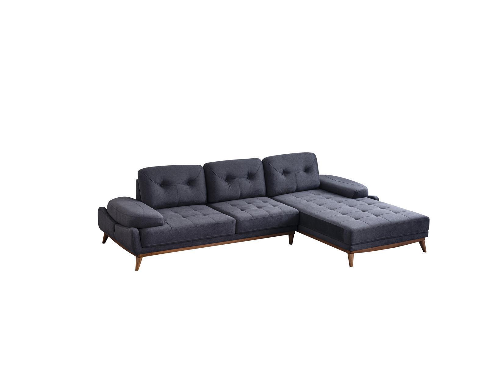 Blaues Wohnzimmer Ecksofa L-Form Couch Stilvolles Sofa Designer Sitzmöbel