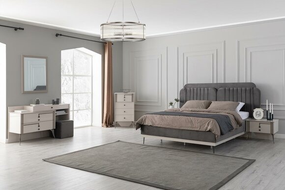 Schlafzimmer Komplette Garnitur Bett 2x Nachttische Möbel Luxus 7tlg