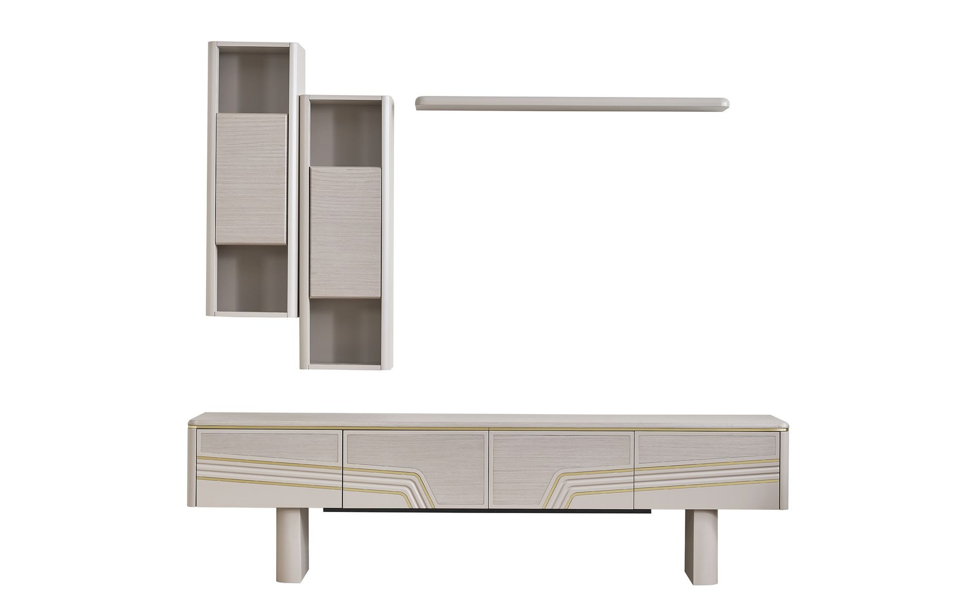 Graue Wohnzimmer Regale Luxus TV-Schrank Designer RTV Wandschränke 4tlg
