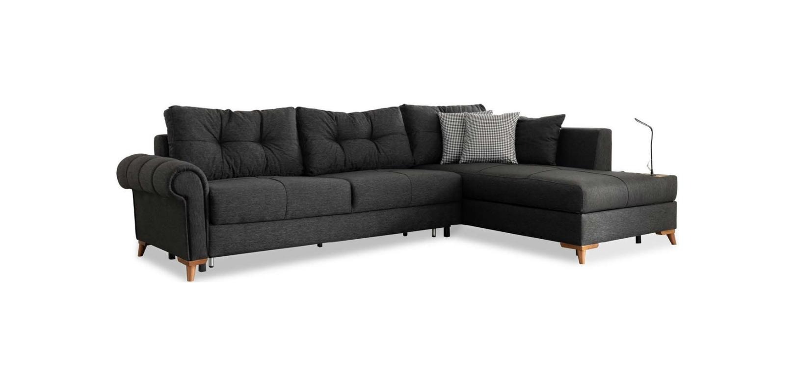 Schwarzes Ecksofa Moderne L-Form Couch Wohnzimmer Polster Eckcouch Neu