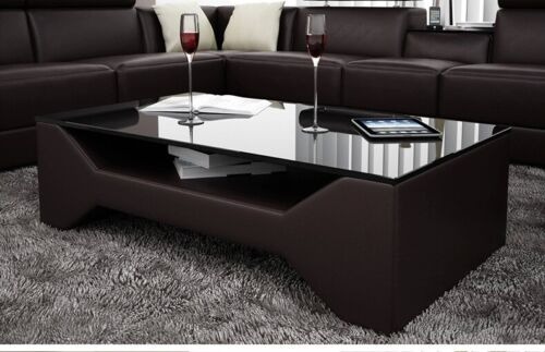 Designer Couchtisch Sofa Wohnzimmer Tisch Leder Tische Glas Sofort